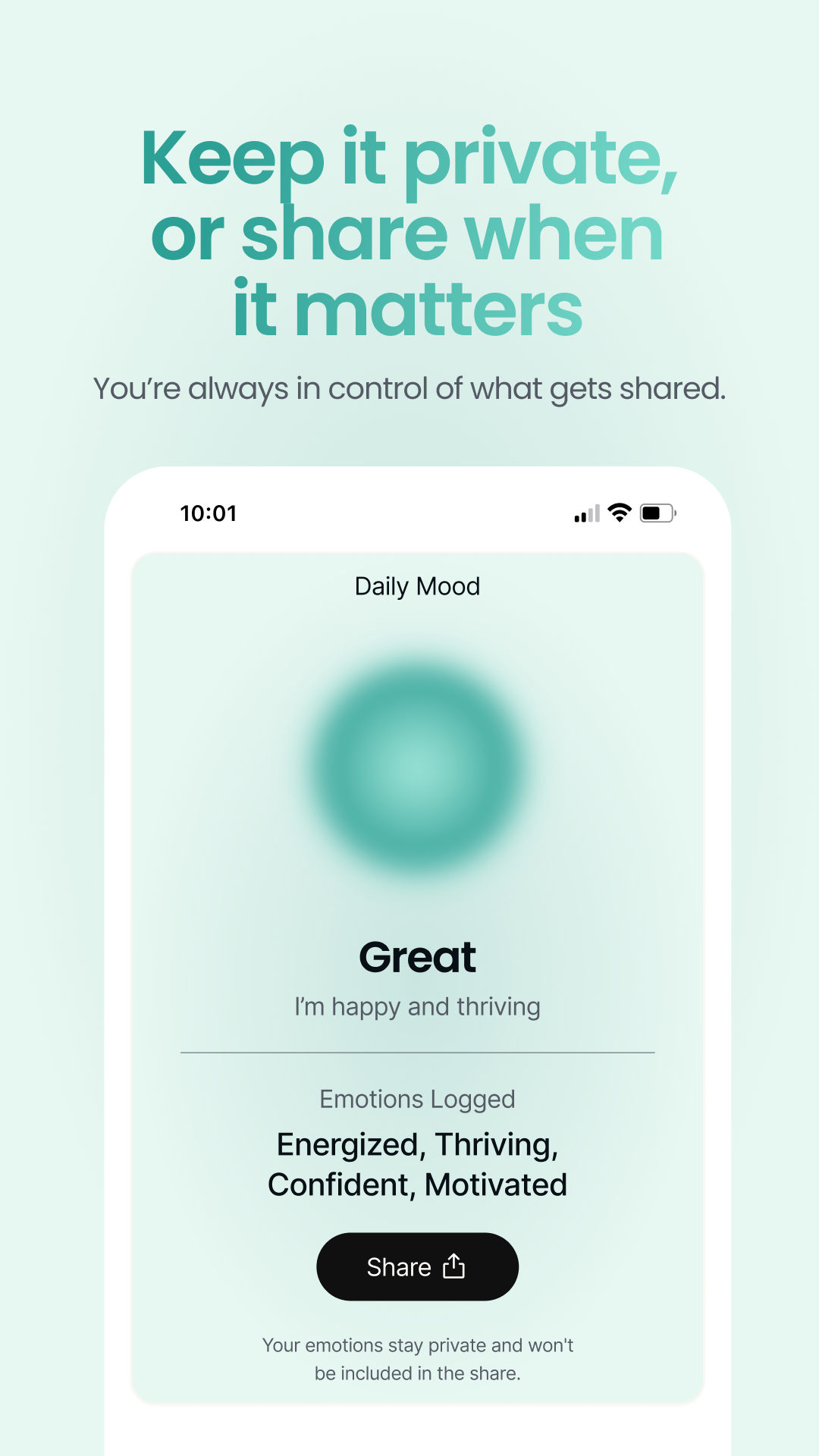 Daily mood share screen